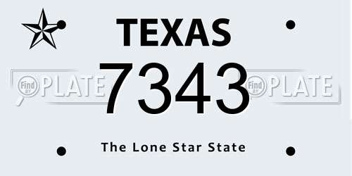 7343 Texas License Plate