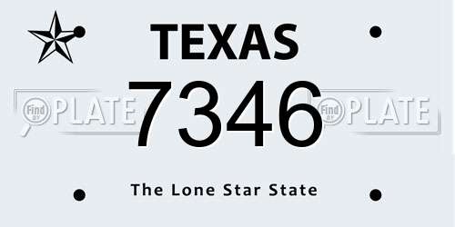 7346 Texas License Plate