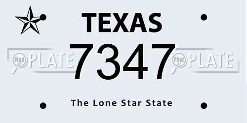 7347 Texas License Plate