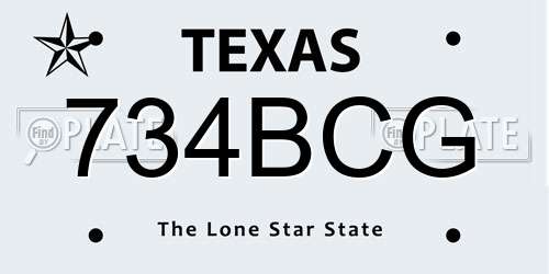 734BCG Texas License Plate