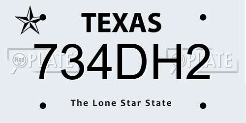 734DH2 Texas License Plate