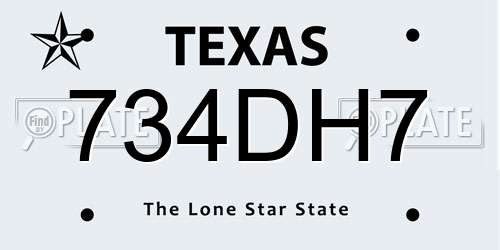 734DH7 Texas License Plate