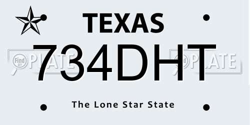 734DHT Texas License Plate