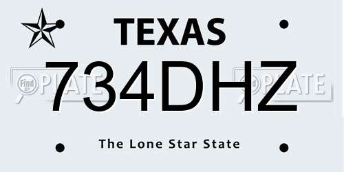 734DHZ Texas License Plate