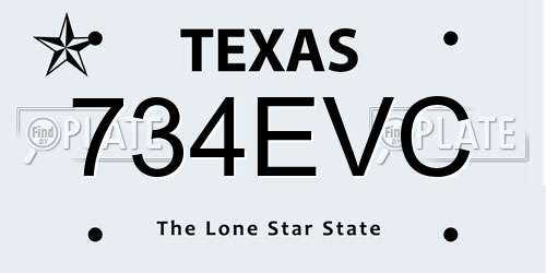 734EVC Texas License Plate