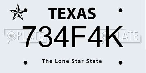 734F4K Texas License Plate