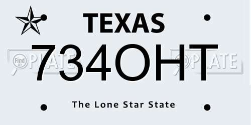 734OHT Texas License Plate