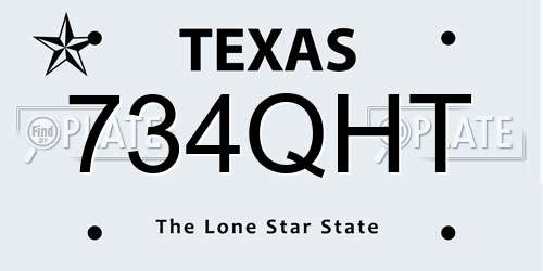 734QHT Texas License Plate