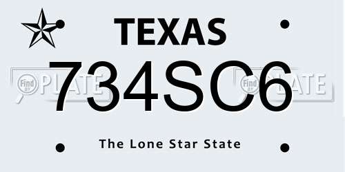 734SC6 Texas License Plate