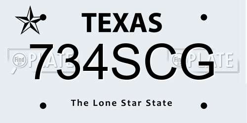 734SCG Texas License Plate