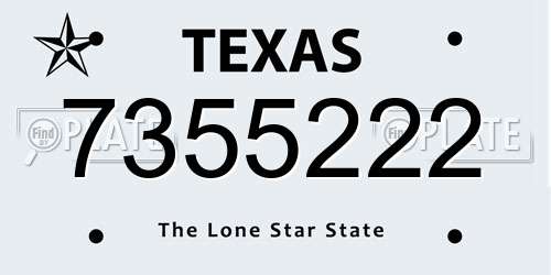 7355222 Texas License Plate