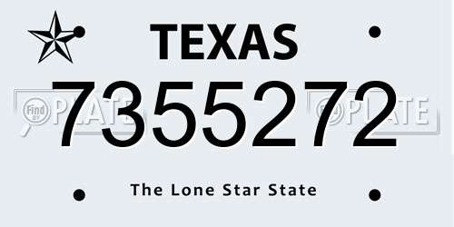 7355272 Texas License Plate