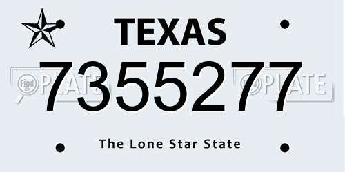7355277 Texas License Plate