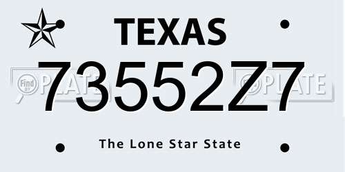 73552Z7 Texas License Plate
