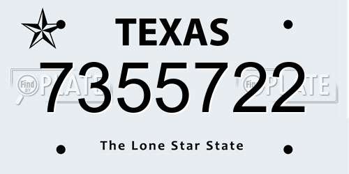 7355722 Texas License Plate