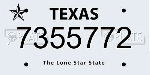 7355772 Texas License Plate