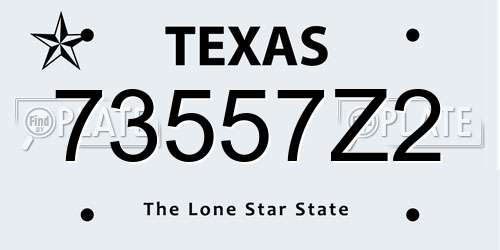 73557Z2 Texas License Plate
