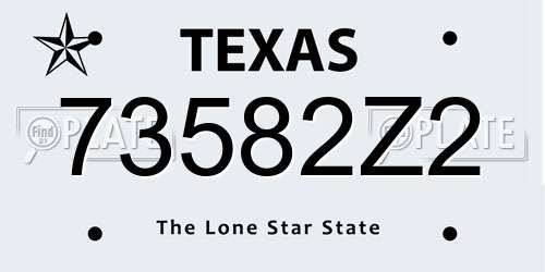 73582Z2 Texas License Plate