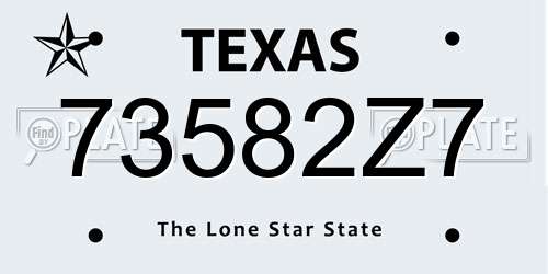73582Z7 Texas License Plate