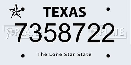 7358722 Texas License Plate