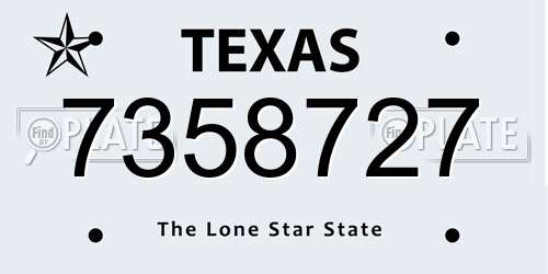 7358727 Texas License Plate