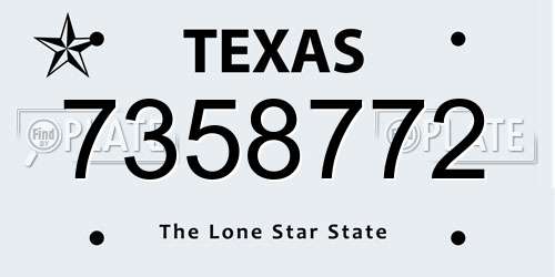 7358772 Texas License Plate