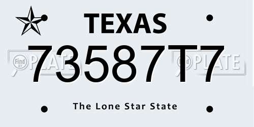 73587T7 Texas License Plate