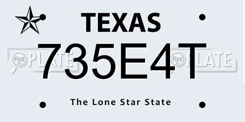 735E4T Texas License Plate