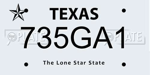 735GA1 Texas License Plate