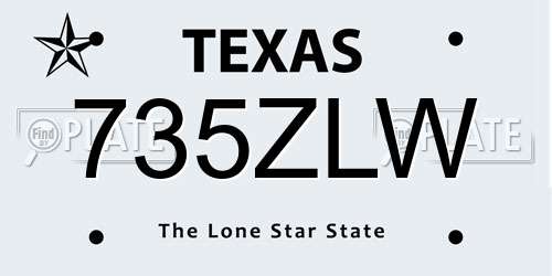 735ZLW Texas License Plate