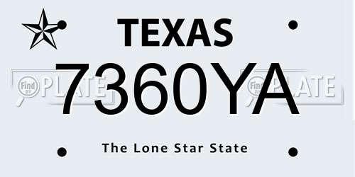 7360YA Texas License Plate