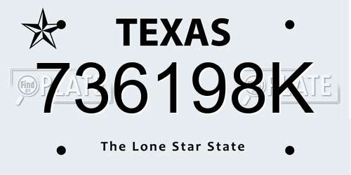 736198K Texas License Plate