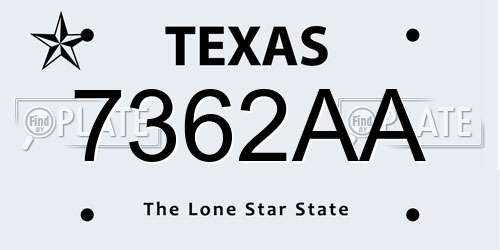 7362AA Texas License Plate