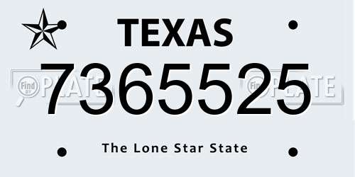 7365525 Texas License Plate