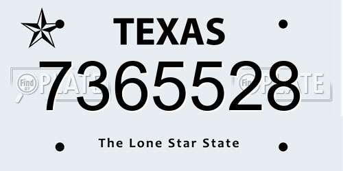 7365528 Texas License Plate