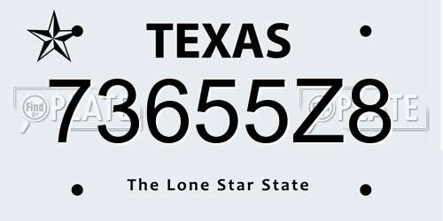 73655Z8 Texas License Plate