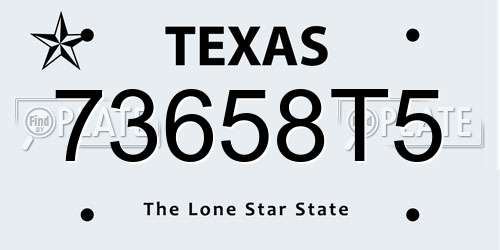 73658T5 Texas License Plate