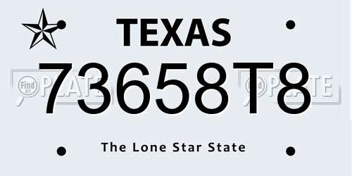 73658T8 Texas License Plate