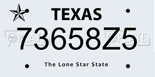 73658Z5 Texas License Plate