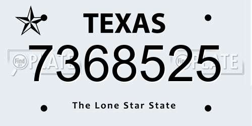 7368525 Texas License Plate