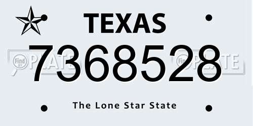 7368528 Texas License Plate