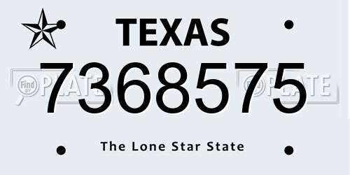 7368575 Texas License Plate
