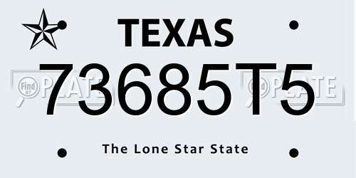 73685T5 Texas License Plate