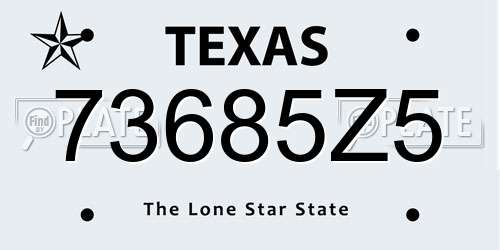 73685Z5 Texas License Plate