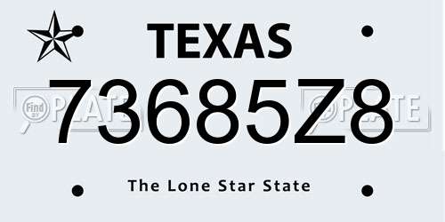 73685Z8 Texas License Plate