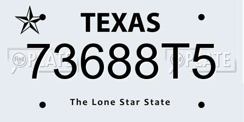 73688T5 Texas License Plate