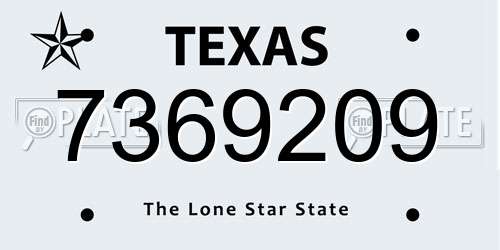 7369209 Texas License Plate