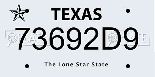73692D9 Texas License Plate