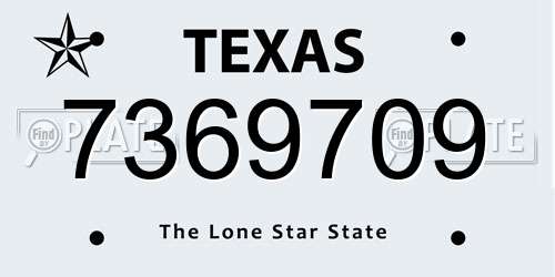 7369709 Texas License Plate