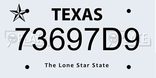 73697D9 Texas License Plate